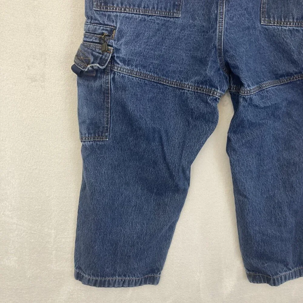 Vintage Scandia Woods Cropped Cargo Jeans Mens 43x24 Blue Workwear Utility Pants